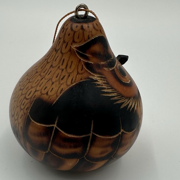 Peru Owl Gourd Ornament Hand Painted LUCMA - Picture 3 of 10